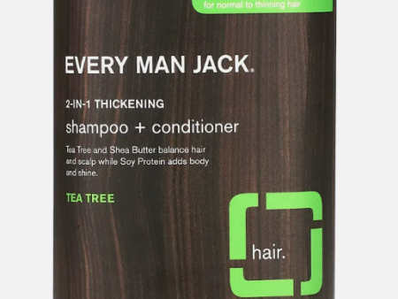 Every Man Jack 2-In-1 Thickening Shampoo & Conditioner, For Normal to Thinning Hair, Tea Tree, Hot on Sale