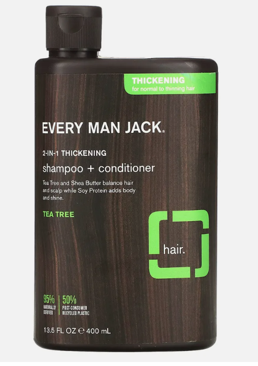 Every Man Jack 2-In-1 Thickening Shampoo & Conditioner, For Normal to Thinning Hair, Tea Tree, Hot on Sale