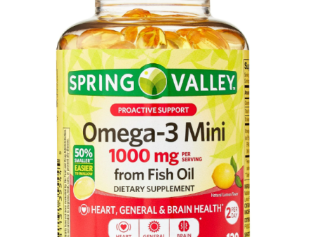 Spring Valley Proactive Support Omega-3 Mini from Fish Oil Dietary Supplement, 1000 mg, 120 Count Online Sale