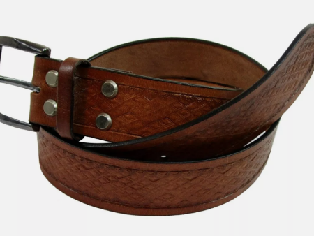 WESTERN BELTS FOR MEN TOOLED LEATHER WORK BELT CASUAL FOMRAL WEAR 32 TO 50 For Cheap