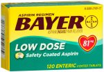 Bayer Low Dose Safety Coated Aspirin 81 mg Tablets For Sale